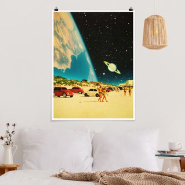 Poster - Retro Collage - Galaktischer Strand - Hochformat 3:4