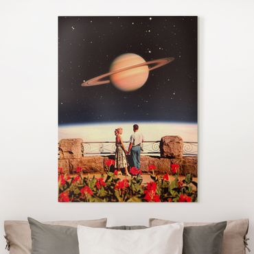 Tableau sur toile - Retro Collage - Love In Space - Format portrait 3:4