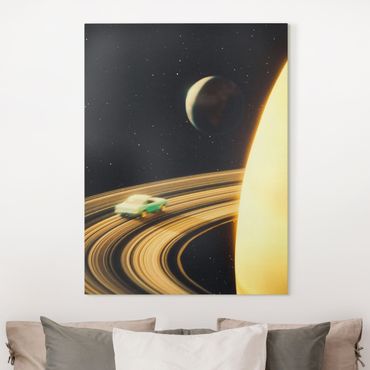 Tableau sur toile - Retro Collage - Saturn Highway - Format portrait 3:4