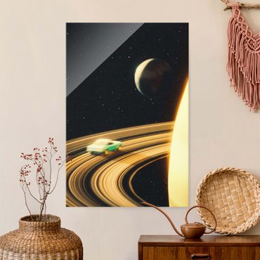 Tableau en verre - Retro Collage - Saturn Highway