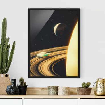 Poster encadré - Retro Collage - Saturn Highway