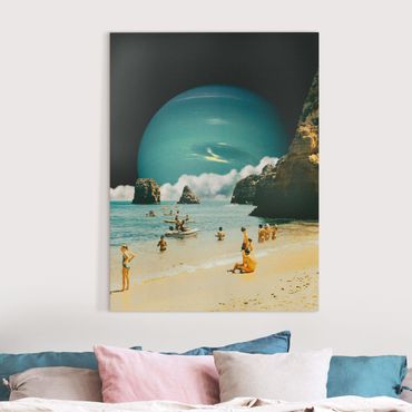 Tableau sur toile - Retro Collage - Space Beach - Format portrait 3:4