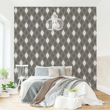 Papier peint - Retro Pattern With Sparkling Drops In Anthracite