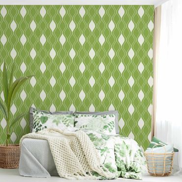 Papier peint - Retro Pattern With Sparkling Drops In Light Green