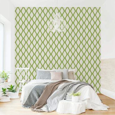 Papier peint - Retro Pattern With Waves In Light Green