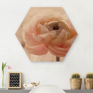Hexagone en bois - Focus On Light Pink Flower