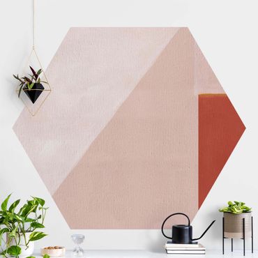 Papier peint hexagonal autocollant avec dessins - Pink Geometry