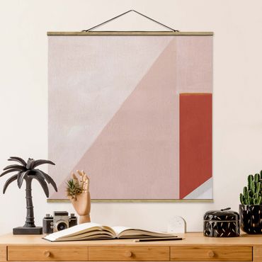 Tableau en tissu avec porte-affiche - Pink Geometry  - Carré 1:1