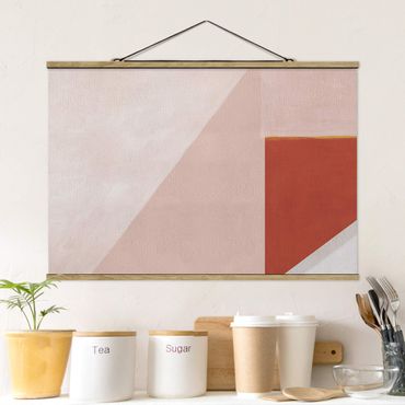 Tableau en tissu avec porte-affiche - Pink Geometry  - Format paysage 3:2