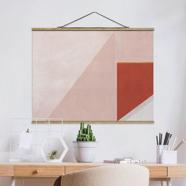 Tableau en tissu avec porte-affiche - Pink Geometry  - Format paysage 4:3