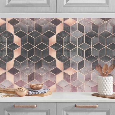 Revêtement cuisine - Pink Gray Golden Geometry II