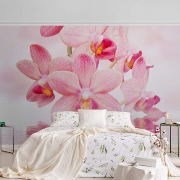 Metallic wallpaper - Light Pink Orchid On Water