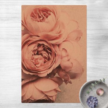 Tapis en liège - Light Pink Peony Flowers Shabby Pastel - Format portrait 2:3