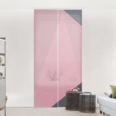 Sliding curtain set - Watercolour Blobs In Indigo - Panel