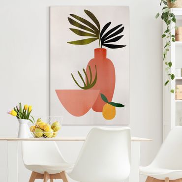 Impression sur toile - Pink Vase In Lemon