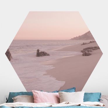 Papier peint hexagonal autocollant avec dessins - Reddish Golden Beach