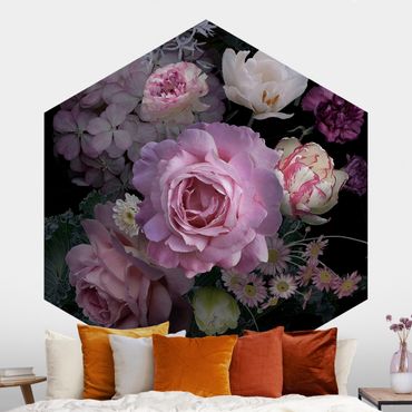 Papier peint hexagonal autocollant avec dessins - Bouquet Of Gorgeous Roses