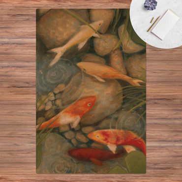 Tapis en liège - Red Koi Fish In Garden Pond - Format portrait 2:3