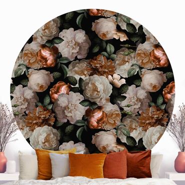 Papier peint rond autocollant - Red Roses With White Roses