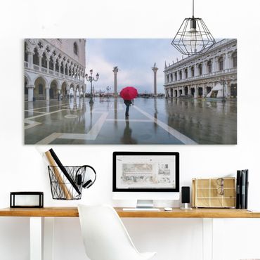 Impression sur toile - Red Umbrella In Venice