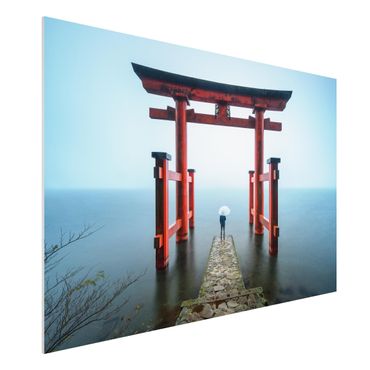 Impression sur forex - Red Torii At Lake Ashi - Format paysage 3:2