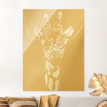 Tableau en verre - Safari Animals - Portrait Giraffe Beige - Format portrait