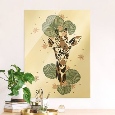 Tableau en verre - Safari Animals - Portrait Giraffe - Format portrait