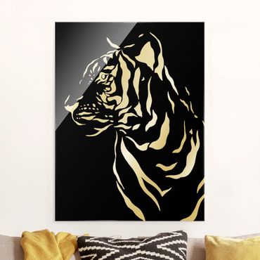 Tableau en verre - Safari Animals - Portrait Tiger Black - Format portrait