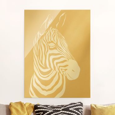 Tableau en verre - Safari Animals - Portrait Zebra Beige - Format portrait