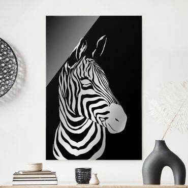 Tableau en verre - Safari Animals - Portrait Zebra Black - Format portrait