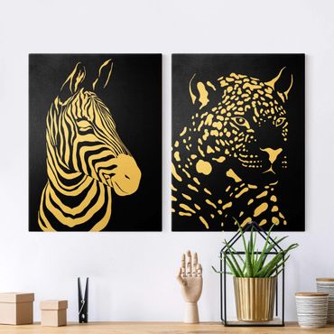 Impression sur toile - Safari Animals - Zebra and Leopard Black