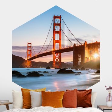 Papier peint hexagonal autocollant avec dessins - Twilight In San Francisco