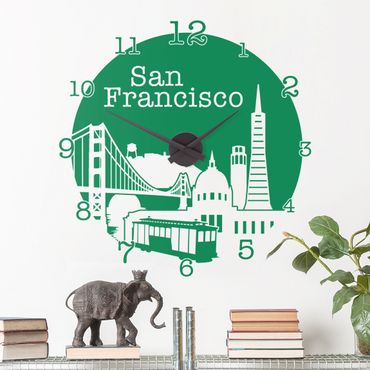 Sticker mural horloge - San Fransisco
