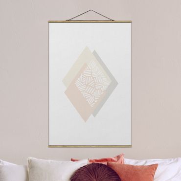 Tableau en tissu avec porte-affiche - Soft Colours Geometry Diamonds - Format portrait 2:3