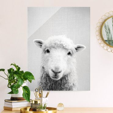 Tableau en verre - Sheep Steffi Black And White