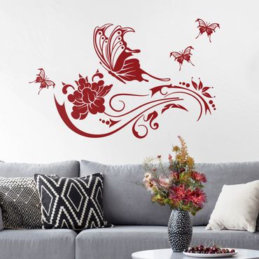 Sticker mural - Butterfly vine ornament