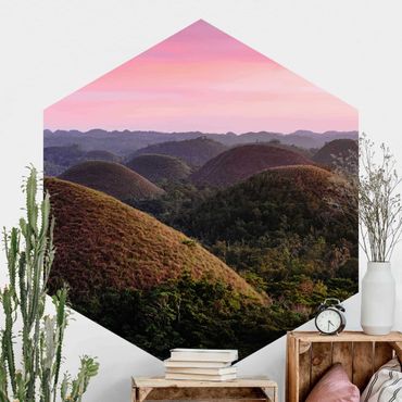 Papier peint hexagonal autocollant avec dessins - Chocolate Hills At Sunset