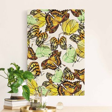 Tableau sur toile naturel - Swarm Of Yellow Butterflies - Format portrait 2:3