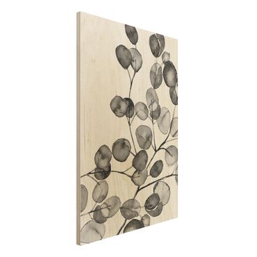 Tableau en bois - Black And White Eucalyptus Twig Watercolour
