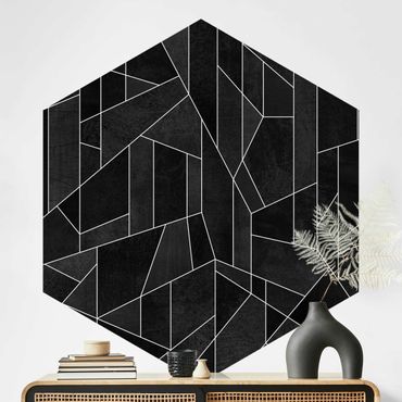 Papier peint hexagonal autocollant avec dessins - Black And White Geometric Watercolour