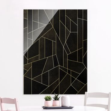 Tableau en verre - Black And White Geometric Watercolour
