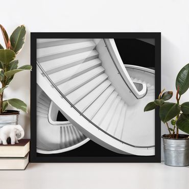 Framed poster - Black And White Architecture Of Stairs