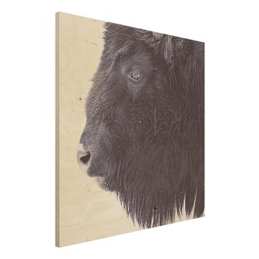 Tableau en bois - Portrait Of A Black Buffalo