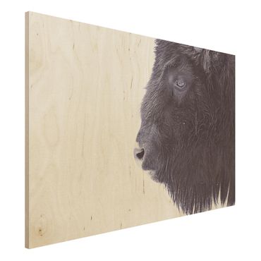 Tableau en bois - Portrait Of A Black Buffalo