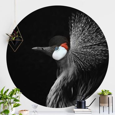 Papier peint rond autocollant - Black Crowned Crane