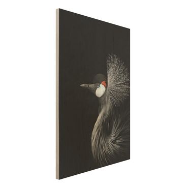 Tableau en bois - Black Crowned Crane