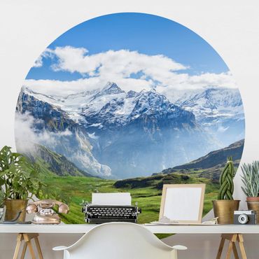 Papier peint rond autocollant - Swizz Alpine Panorama