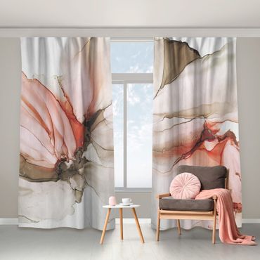rideau - Silk Fabric In Grey And Light Pink