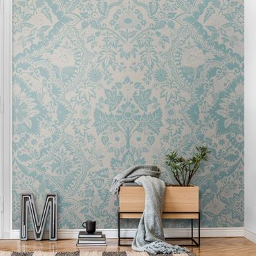 Metallic wallpaper - Shabby Baroque Wallpaper In Azure