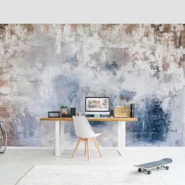 Papier peint - Shabby Concrete Wall Plaster Blue